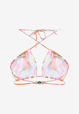 Orchidee Print Triangle Bikini Top