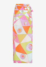 Occhi Print Wrap-Style Pareo Skirt