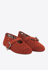 Vienne Perforated Suede Mary Jane Flats