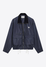 Miu Miu Logo Print Windbreaker Jacket Blue ML1517OOO13MF/T_MIU-F0008