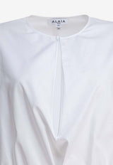 Cotton Poplin Ruched Midi Dress