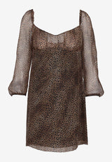Saint Laurent Leopard Print Mini Dress Brown 859949Y7J38_9665