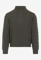 Cable-Knit Cashmere Polo Sweater