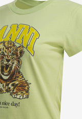 GANNI Baby Tiger Printed T-shirt Green A1050249ZZ7_100ff267-9caf-4e6c-a046-c983d46efa09