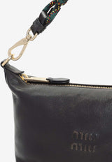 Embossed Logo Leather Shoulder Bag