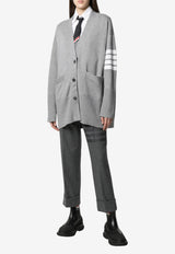 Thom Browne Oversized 4-bar Stripes Wool Cardigan Gray FKC402AY1002_055