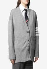 Thom Browne Oversized 4-bar Stripes Wool Cardigan Gray FKC402AY1002_055