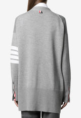 Thom Browne Oversized 4-bar Stripes Wool Cardigan Gray FKC402AY1002_055