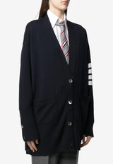 Thom Browne Oversized 4-bar Stripes Wool Cardigan Navy FKC402AY1002_415