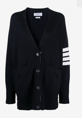 Thom Browne Oversized 4-bar Stripes Wool Cardigan Navy FKC402AY1002_415