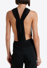 Rick Owens Temple Miani Tulle Bodysuit Top Black RO01F6150TUS_09