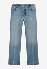 Miu Miu Logo Patch Washed Denim Pants Blue GWP598OOO192W/T_MIU-F0013