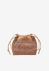 Chloé Mini Summer Banana Drawstring Raffia Bucket Bag Beige CH26AP951P08/T_CHLOE-24M
