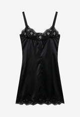 Dolce & Gabbana Lace-Trimmed Silk Sleeveless Slip Dress Black O6A00TONO13/T_DOLCE-N0000