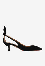 Aquazzura 50 Bow Tie Suede Pumps Black DENMIDP2SUE/T_AQUA-000