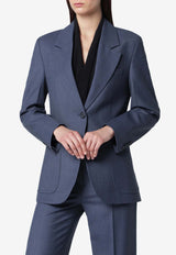 Victoria Beckham Single-Breasted Wool-Blend Blazer Blue 1425WJK005119APL/T_VIBEC-DB