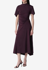 Victoria Beckham Draped Midi Dress Burgundy 1326JDR007350APL/T_VIBEC-BL