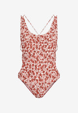 Isabel Marant Maillot De Bain Floral Print One-Piece Swimsuit Red MB0012FAD1P01I_70RD