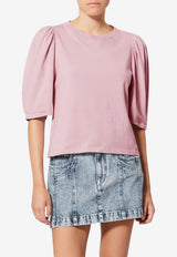 Isabel Marant Maeliss Balloon-Sleeved Blouse Pink TS0311FAA1N41I_40PI