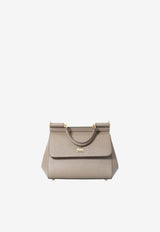 Dolce & Gabbana Small Sicily Top Handle Bag in Dauphine Leather Taupe BB6003-B1001-80045