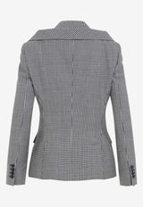 Single-Breasted Gingham Check Blazer
