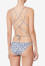Isabel Marant Tenisia Floral Print One-Piece Swimsuit Blue MB0012FAD1P01I_30BU