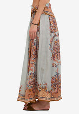 Zimmermann Aster Scarf Floral Silk Maxi Skirt Multicolor 8066SSS261--BLUPF
