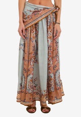 Zimmermann Aster Scarf Floral Silk Maxi Skirt Multicolor 8066SSS261--BLUPF