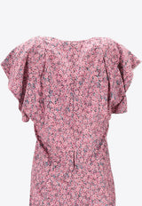 Isabel Marant Haut Floral Print Blouse Pink HT0228FDD1J13I_40PK