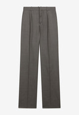 Saint Laurent Mid-Rise Tailored Straight-Leg Wool Pants Brown 871866Y2J02/S_YSL-1480