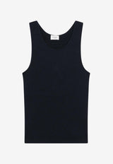 Saint Laurent Cassandre Ribbed Tank Top Blue 842992Y37EC/S_YSL-4035