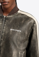 Palm Angels Classic Logo Vintage Leather Track Bomber Jacket Black PWJA039S26FAB002_130A