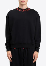 Palm Angels Neck Logo Crewneck Sweatshirt Black PMBA08HS26FLE004_1025
