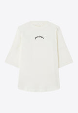 Palm Angels Curved Logo Oversized T-shirt Off-white PWAA07CS26JER002_0310