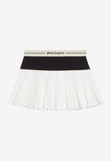 Palm Angels Classic Logo Pleated Mini Skirt White PWCC095S26FAB001_0310