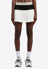 Palm Angels Classic Logo Pleated Mini Skirt White PWCC095S26FAB001_0310