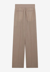 Valentino Pinstripe Wool Tailored Pants Beige 9B3RB766A9C/T_VALE-3EU