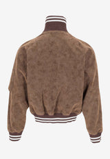 Palm Angels Tree Logo Suede-Effect Bomber Jacket Brown PMJA048S26LEA001_6003
