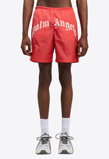 Palm Angels Curved Logo Swim Shorts Red PMFD018S26FAB001_2503