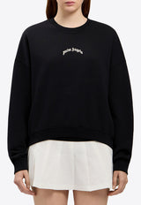 Palm Angels Curved Logo Crewneck Sweatshirt Black PWBA05DS26FLE001_100A