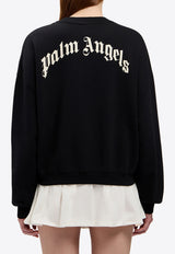 Palm Angels Curved Logo Crewneck Sweatshirt Black PWBA05DS26FLE001_100A