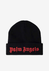 Palm Angels Dripping Logo Beanie Black PMLC022S26KNI002_1025