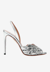 Aquazzura Ce Soir 105 Metallic Leather Slingback Sandals Silver CSOHIGS0ENM/T_AQUA-CCC