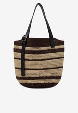 Loewe Loop Striped Woven Basket Tote Bag Brown BB22LOBX01NF/S_LOEW-9587