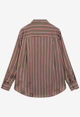 The Frankie Shop Striped Buttoned Shirt Brown CHFS21925VI/S_THE-279