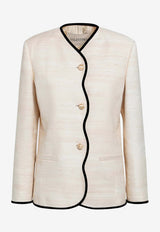 Valentino Single-Breasted Silk Blend Blazer Beige 9B3CE5X5A9F/T_VALE-4KQ