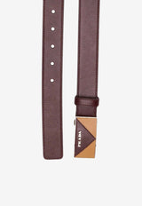 Prada Triangle-Buckle Leather Belt Burgundy 1CC2918NQF0007