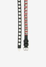 Prada Studded Buckle Leather Belt Black 1CM1782AWVF0D9A