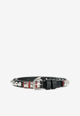 Prada Studded Buckle Leather Belt Black 1CM1782AWVF0D9A