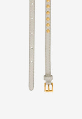 Prada Studded Slim Leather Belt White 1CM1412AWVF0009